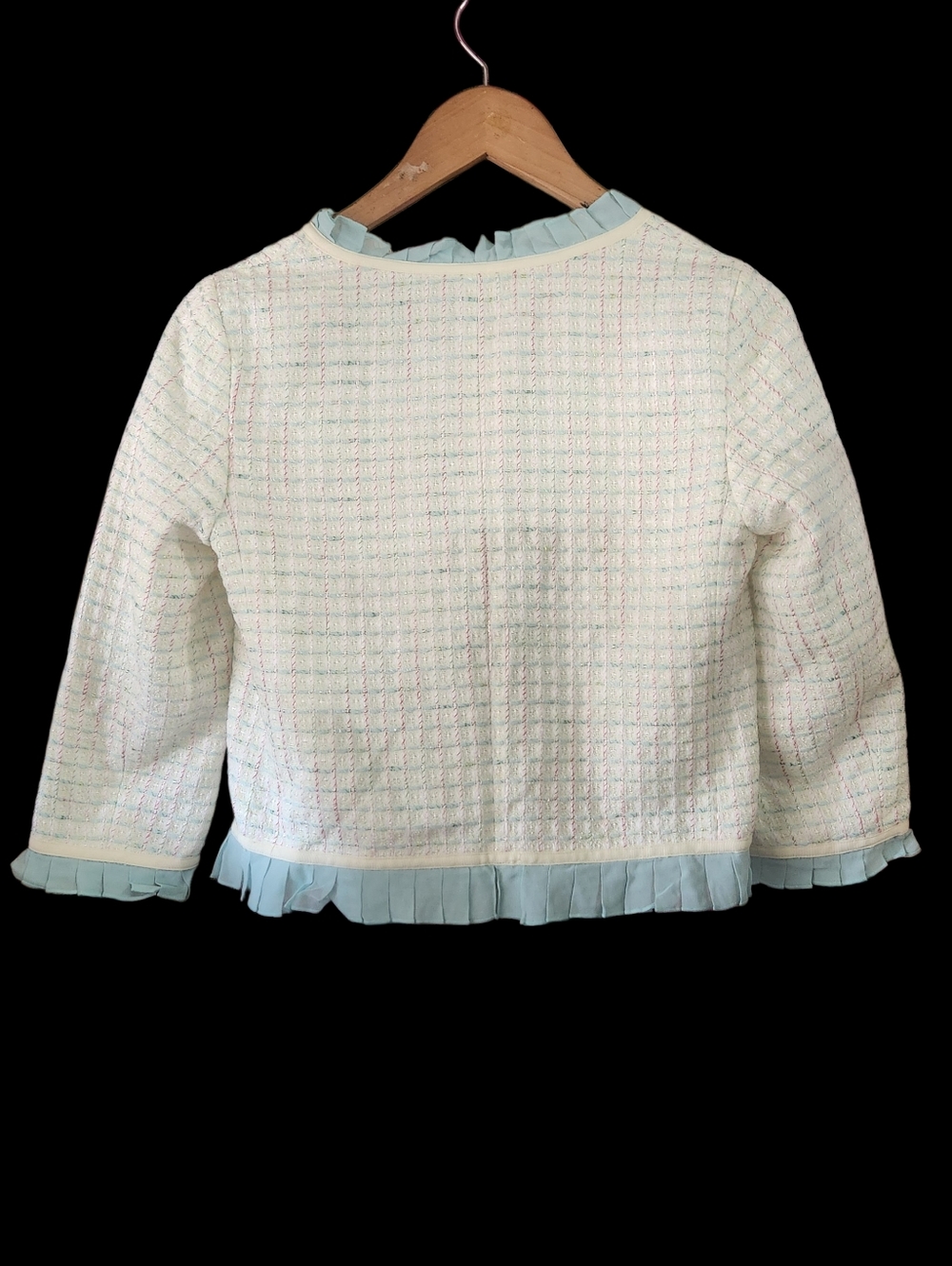 Joan & David Cream Tweed Jacket with Light Blue Trim - Picture 2 of 5